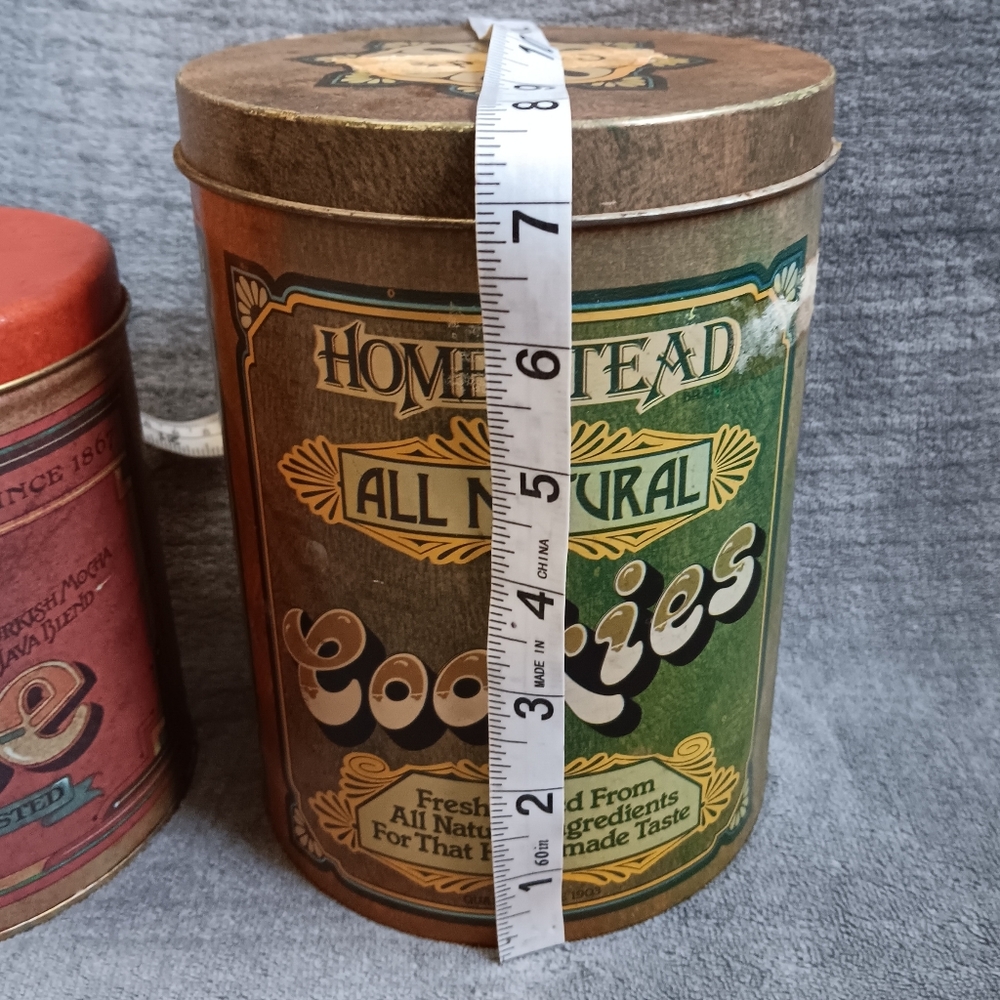 Vintage Sunshine Red Coffee Tin Can Homestead Cookie Tin Farmhouse Kitchen Set - Picture 4 of 12